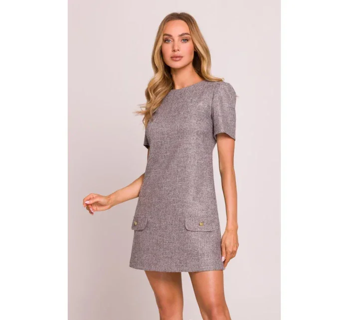 M855 Mini šaty áčkového střihu - grafitové