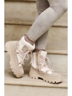 Kotníkové boty s beránkovým kožíškem béžové Merilana Kotníkové boty s beránkovým kožíškem béžové Merilana