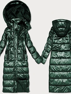 Zelená dlouhá prošívaná bunda pro přechodné období s kapucí model 21439626 - HONEY WINTER