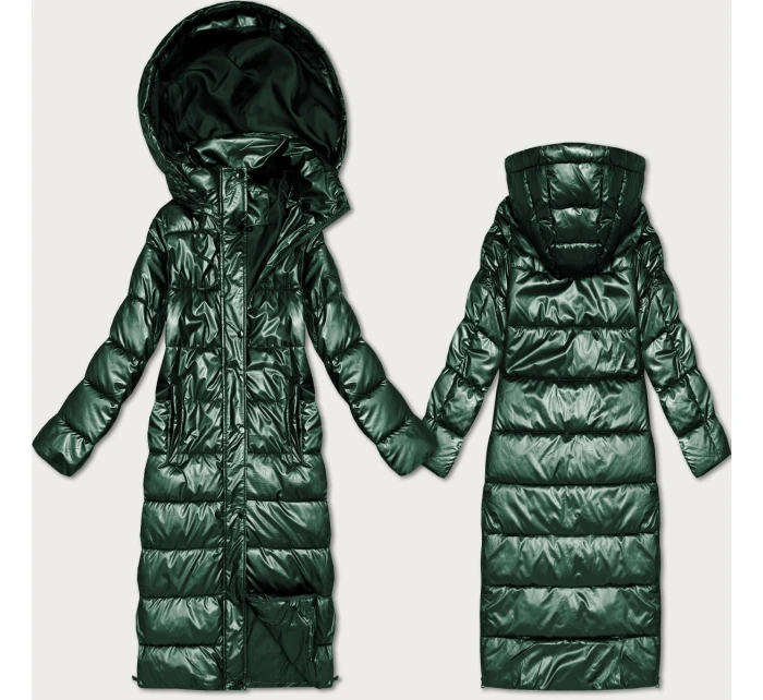 Zelená dlouhá prošívaná bunda pro přechodné období s kapucí model 21439626 - HONEY WINTER