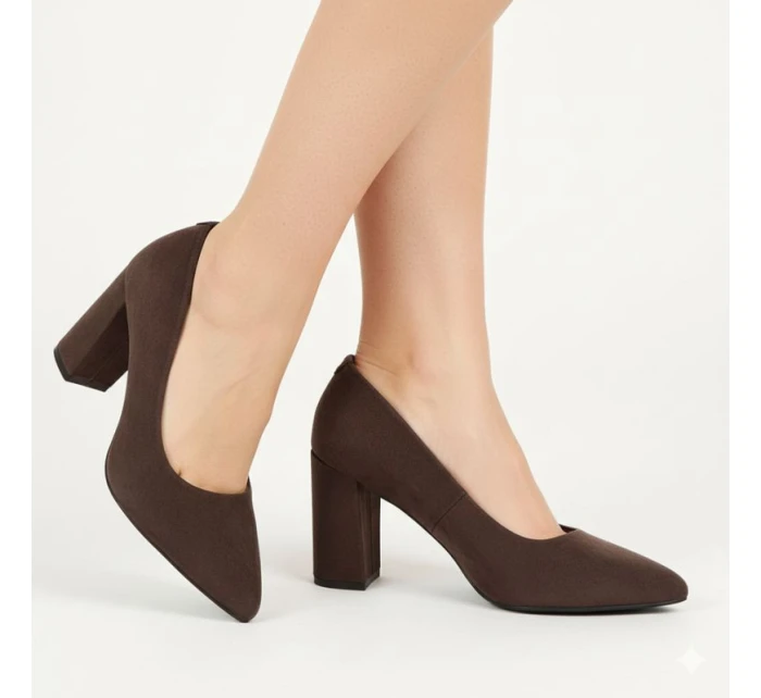 Čokoládové semišové lodičky na jehlovém podpatku Sergio Leone PB216