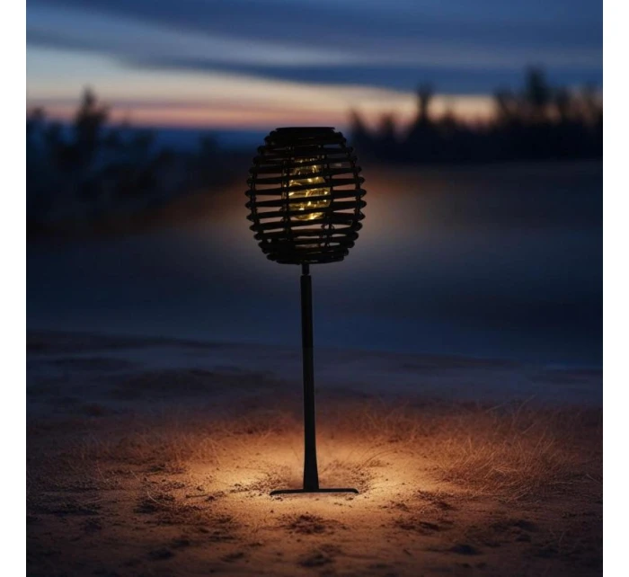 RATANOVÁ SOLÁRNÍ KULOVÁ LAMPA ČERNÁ PROGARDEN