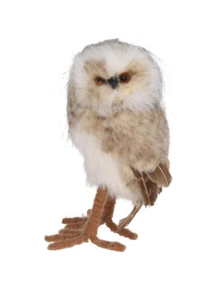 DEKORATIVNÍ SOVA STOJÍCÍ VLEVO 17CM HNĚDÁ