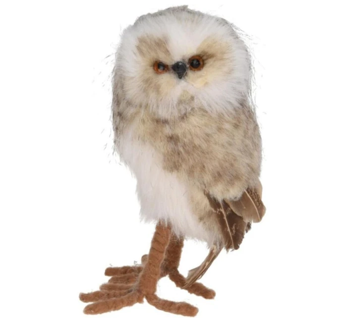 DEKORATIVNÍ SOVA STOJÍCÍ VLEVO 17CM HNĚDÁ