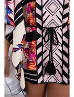 Netopýří šaty s vázáním v pase, pudrově růžové