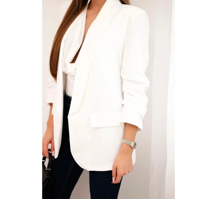 Sako s klopami elegantní ecru