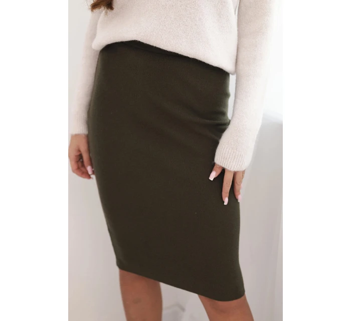 Dámská sukně z elastické viskózové pleteniny khaki Dámská sukně z elastické viskózové pleteniny khaki