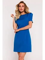 M777 Mini šaty s vycpávkami na ramenou - modré