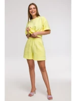 B295 Šortky s kapsami s nášivkami - citronové