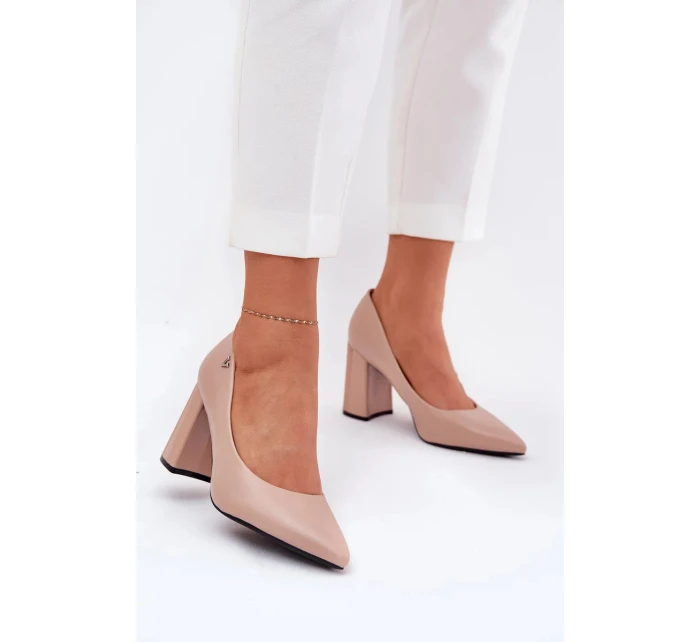 Elegantní dámské lodičky na širokém podpatku Vinceza – béžové Elegantní dámské lodičky na širokém podpatku Vinceza – béžové