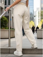 Dámské baggy džíny s vysokým sedem béžové FashionStreet UY2931