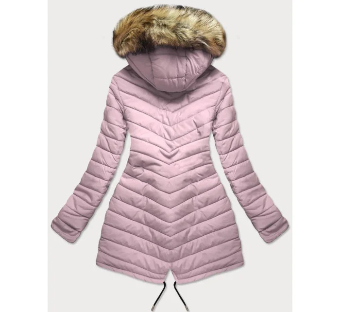 Tmavě modro-růžová oboustranná dámská zimní bunda s kapucí (w211)