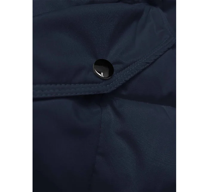 Tmavě modrá péřová dámská zimní bunda (2M-007)