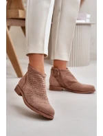 Dámské Botky Na Plochém Podpatku Perforované Hnědé S.Barski HY42-076