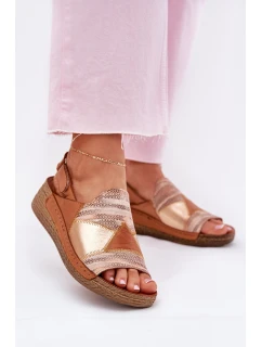 Dámské Kožené Sandály Na Klínku S  Hnědé model 21702012 - Maciejka