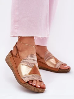 Dámské Kožené Sandály Na Klínku S  Hnědé model 21702012 - Maciejka