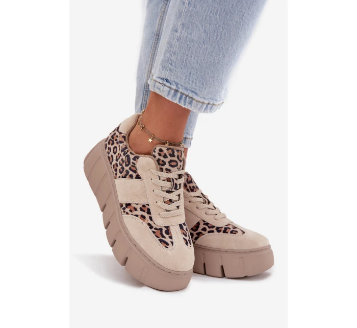 Semišové zateplené dámské tenisky na masivní platformě béžové model 21707642 - VINCEZA Semišové zateplené dámské tenisky na masivní platformě béžové model 21707642 - VINCEZA