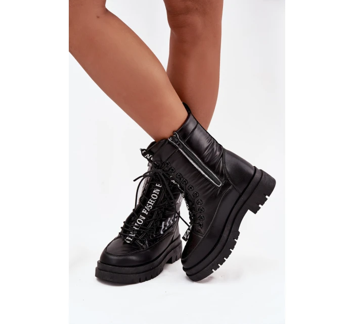 Dámské šněrovací sněhule model 21714629 Černé - VINCEZA