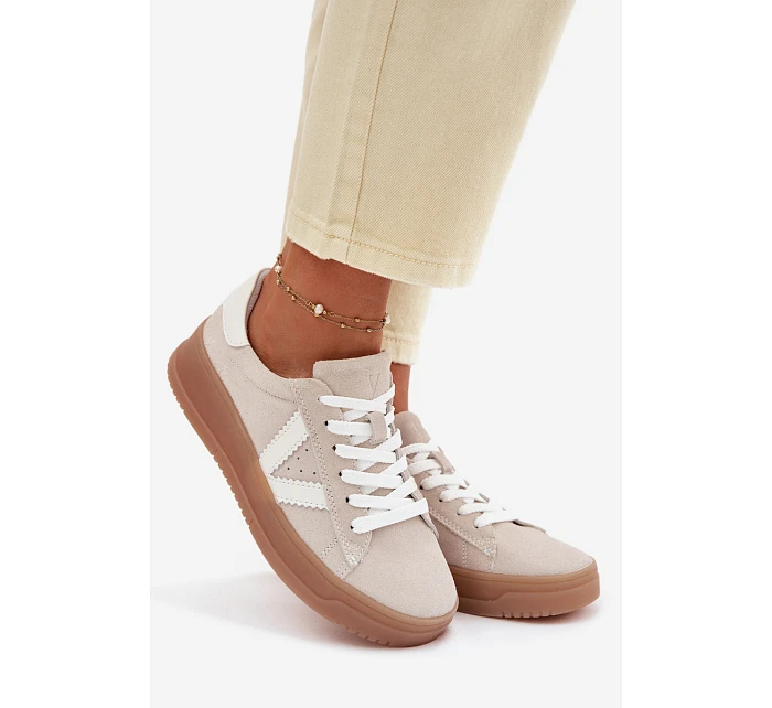 Dámské tenisky z přírodního semiše na platformě Vinceza Béžové Dámské tenisky z přírodního semiše na platformě Vinceza Béžové