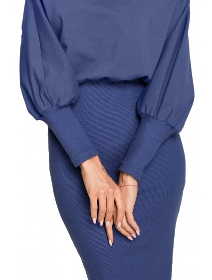 Pletené šaty v hladké indigo model 18004240 - Moe