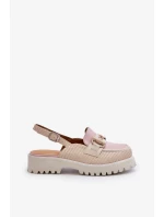 Dámské sandály na plochém podpatku s ozdobou Béžová D&A Dámské sandály na plochém podpatku s ozdobou Béžová D&A