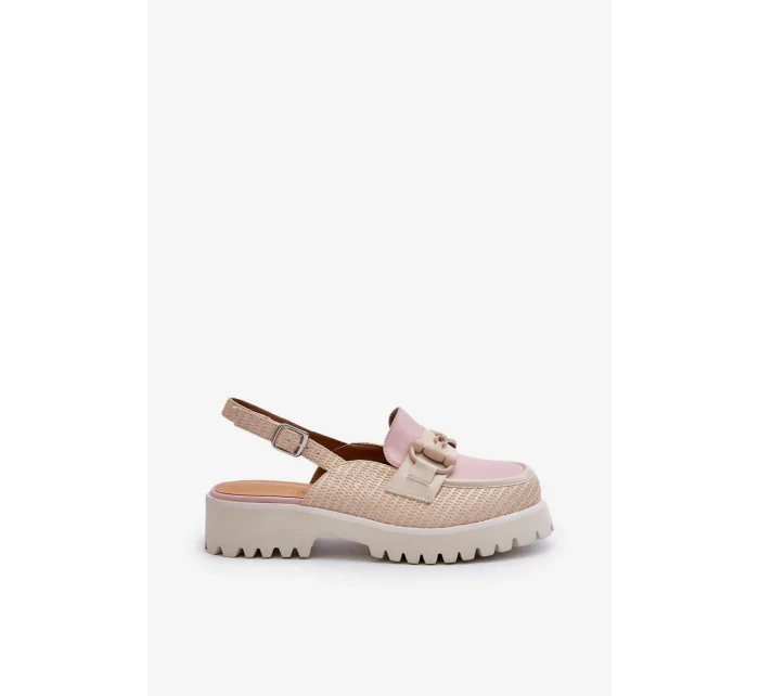 Dámské sandály na plochém podpatku s ozdobou Béžová D&A Dámské sandály na plochém podpatku s ozdobou Béžová D&A