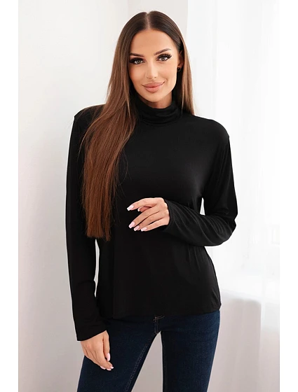 Dámský chlupatý rolák F3631B černý - Koucla