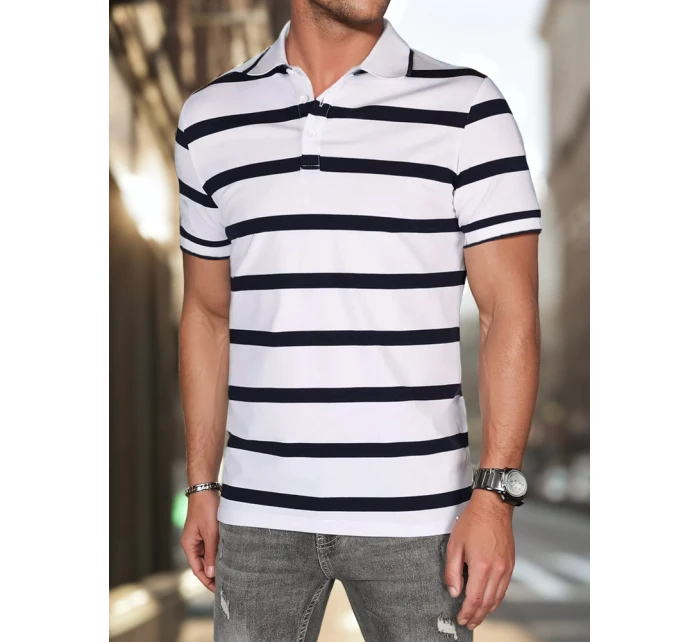 Pánská pruhovaná polokošile bílá Dstreet model 21987934 - FashionStreet