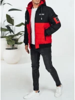 Pánská zimní bunda s kapucí černo-červená FashionStreet TX5052