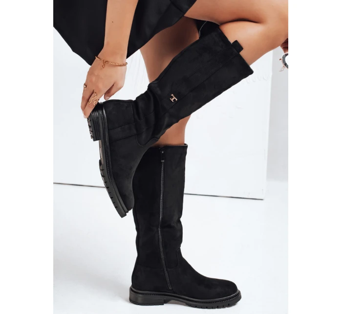 Dámské semišové černé kozačky model 21993173 - Dstreet Dámské semišové černé kozačky model 21993173 - Dstreet