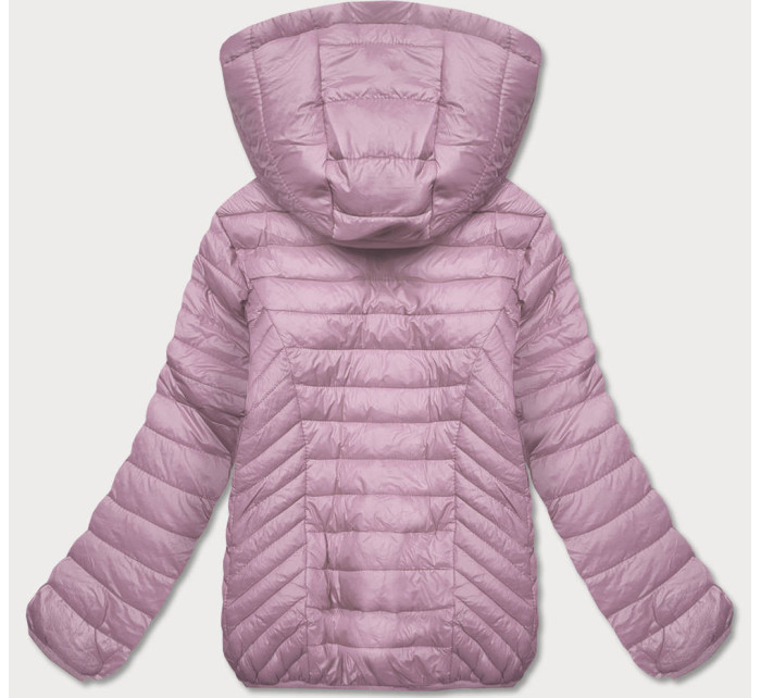 Růžová prošívaná dámská bunda s kapucí (B0124-51)