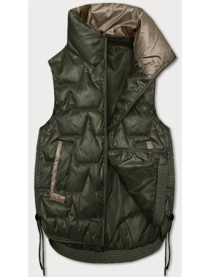Krátká dámská vesta v khaki barvě se stahovacími boky model 20867419 - S'WEST