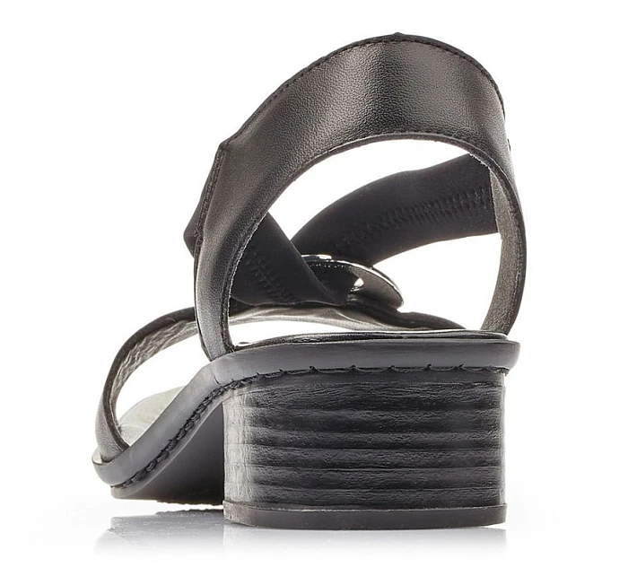 Dámské kožené sandály s pásky černé model 22050364 - Rieker Dámské kožené sandály s pásky černé model 22050364 - Rieker