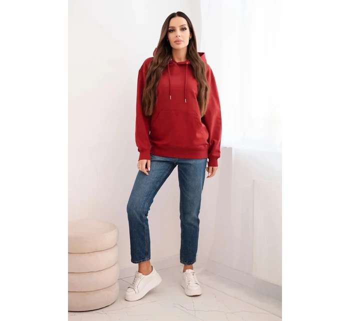 Dámská mikina s kapucí a model 21495001 z bavlny bordová - K-Fashion