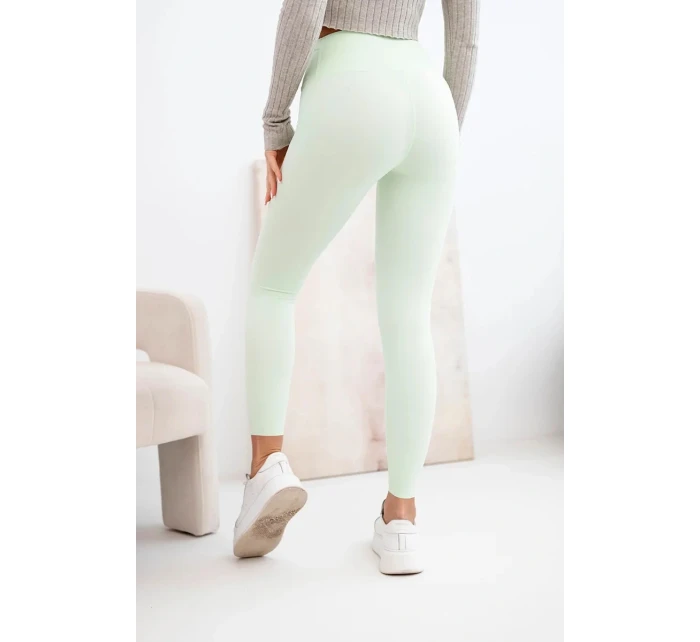 Dámské legíny s vysokým pasem a elastickým pasem mátové
