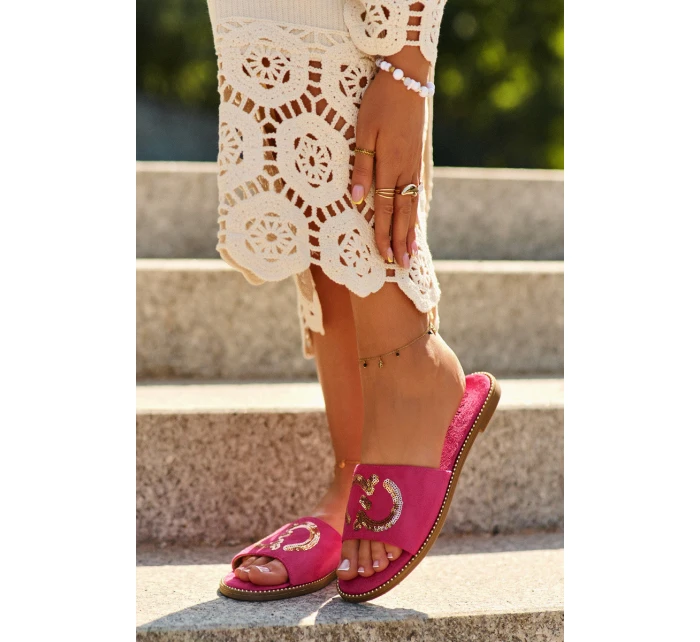 Dámské ploché žabky S cekulemi S.Barski KV27-052 Fuksia