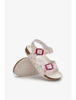 Dětské sandály s květinami a přezkami bílé Memoria
