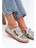 Dámské kožené polobotky Maciejka – světle zelené