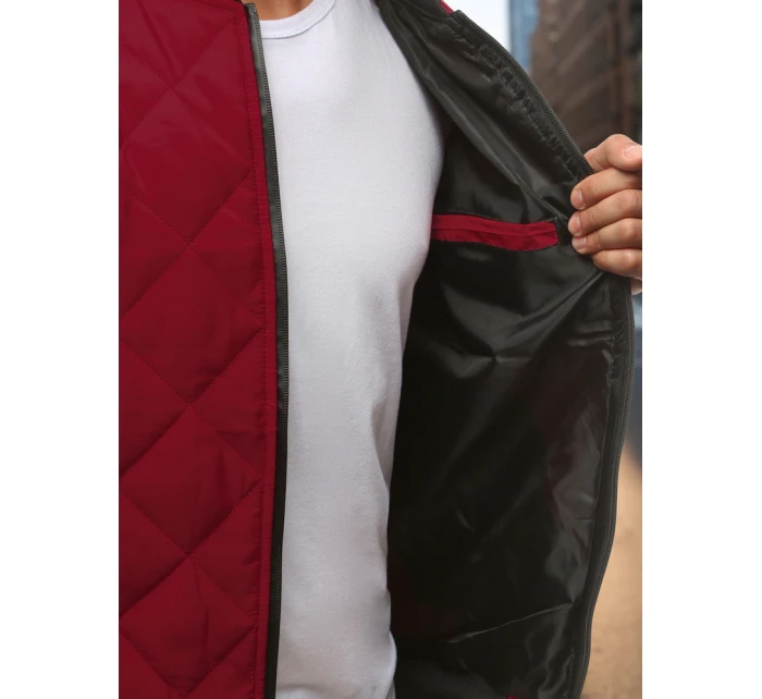 Pánská prošívaná bunda bomber vínová model 21962013 - FashionStreet