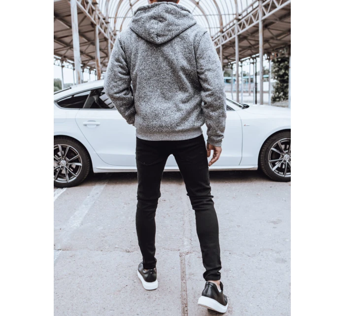 Pánská rozepínací zateplená mikina světle šedá FashionStreet BX5596