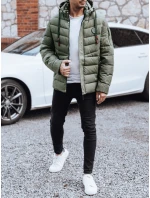 Pánská prošívaná zimní bunda s kapucí zelená FashionStreet TX5058 Pánská prošívaná zimní bunda s kapucí zelená FashionStreet TX5058