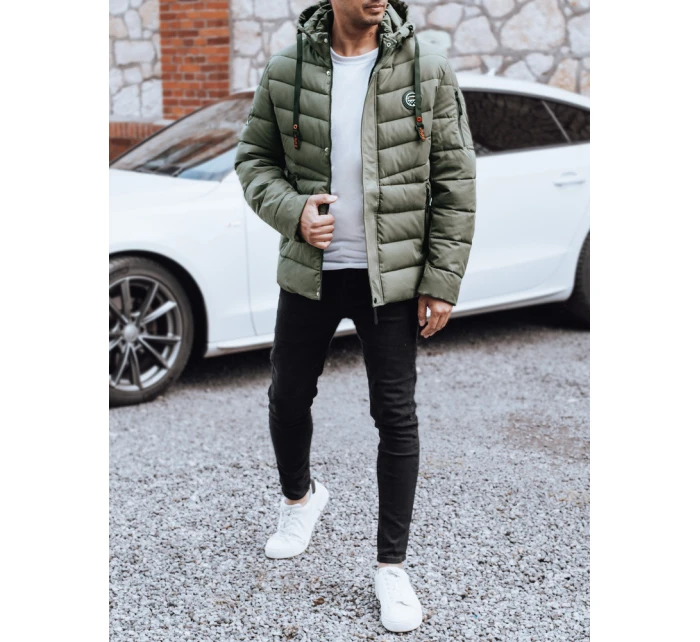 Pánská prošívaná zimní bunda s kapucí zelená FashionStreet TX5058 Pánská prošívaná zimní bunda s kapucí zelená FashionStreet TX5058