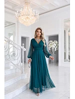 – elegantní maxi šaty s výstřihem do V – mořská zelená model 22342737 - numoco basic – elegantní maxi šaty s výstřihem do V – mořská zelená model 22342737 - numoco basic