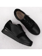 Černé dámské kožené tenisky na podpatku Sergio model 21904571 - LEONE Černé dámské kožené tenisky na podpatku Sergio model 21904571 - LEONE