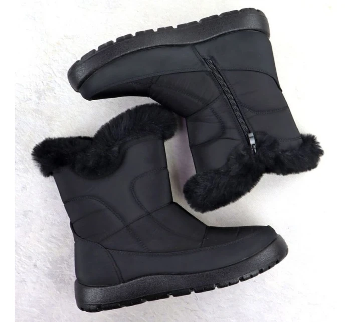 Dámské ploché zateplené sněhule černé Potocki KI24322 Dámské ploché zateplené sněhule černé Potocki KI24322