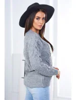Svetr s model 18970321 šedý - K-Fashion Svetr s model 18970321 šedý - K-Fashion