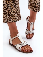 Dámské ploché sandály z ekokože Sergio Leone SK071H Bílé