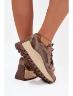 Kožené sneakersy na platformě dámské Big Star model 21705737 HIPOLY SYSTEM béžové - Big Star Shoes Kožené sneakersy na platformě dámské Big Star model 21705737 HIPOLY SYSTEM béžové - Big Star Shoes