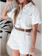 DINOZIA bílý džínový krátký overal FashionStreet EY2589
