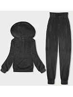 Dámská velurová souprava v grafitové barvě s kapucí model 19377504 - J.STYLE Dámská velurová souprava v grafitové barvě s kapucí model 19377504 - J.STYLE